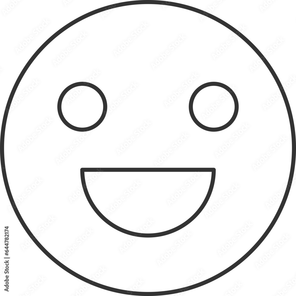 Happy Emoji Icon In Thin Line Art. Happy Emoji Icon In Thin Line Art.