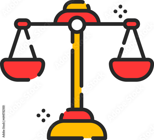 Balance scale icon in yellow and red color.