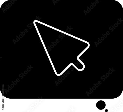 Speech Bubble With Cursor Icon In Black And White Color.