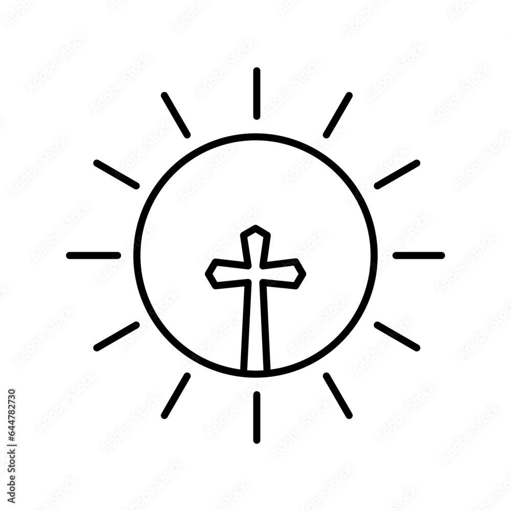 Line art illustration of Jesus sunshine icon. Line art illustration of Jesus sunshine icon.