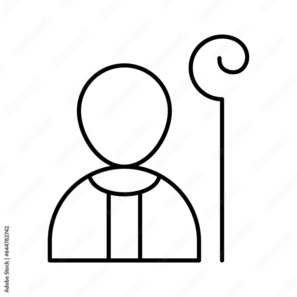 Black line art illustration of Good shepherd icon. Black line art illustration of Good shepherd icon.