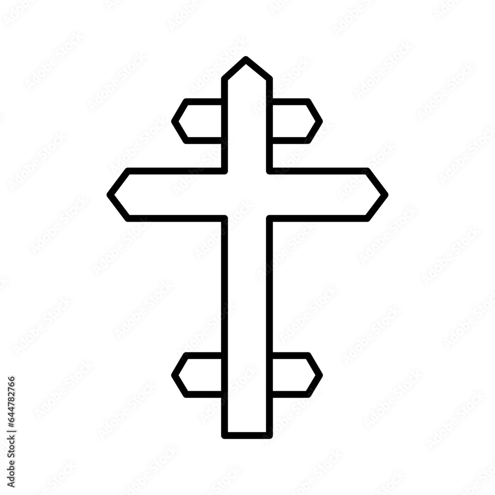 Jesus cross icon in thin line art.