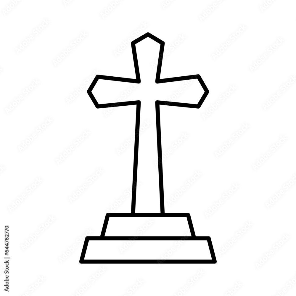 Jesus cross icon in thin line art.