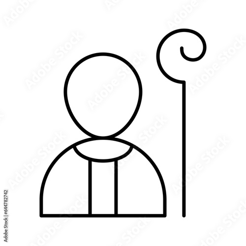 Black line art illustration of Good shepherd icon.