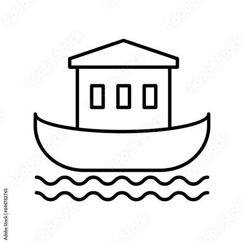 Noah ark icon in black line art.