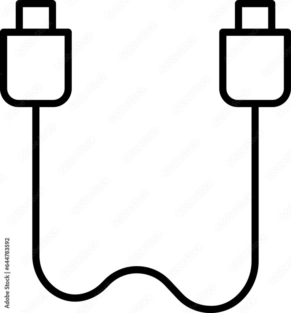 Obraz premium Flat Style USB Cable Icon in Line Art.