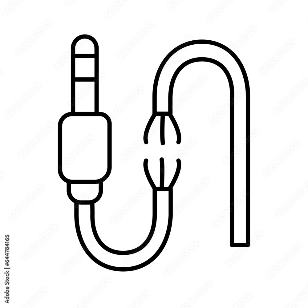 Round pin broken cable icon in thin line art. Round pin broken cable icon in thin line art.