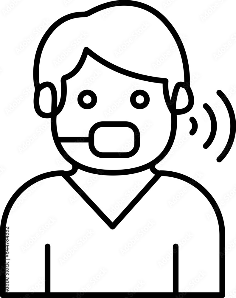 Flat style Man call with microphone icon in line art. Flat style Man call with microphone icon in line art.