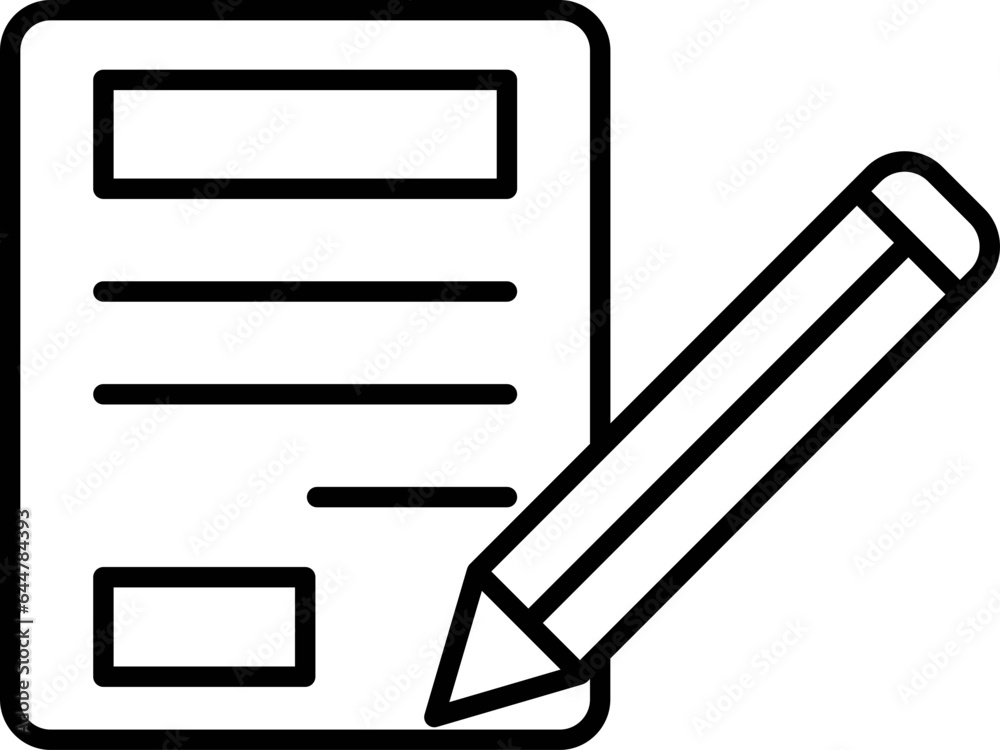 Edit note or Document paper icon in black line art. Edit note or Document paper icon in black line art.