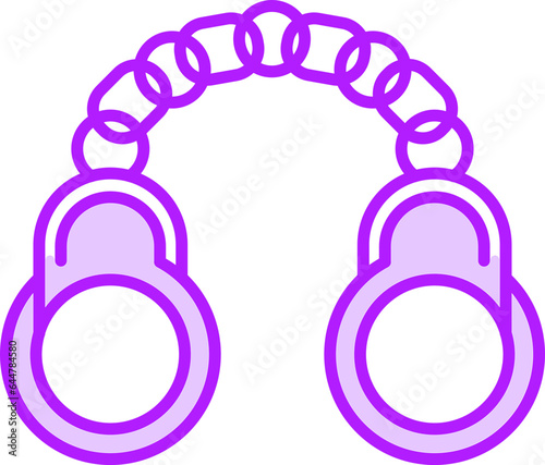 Handcuffs icon in purple and white color.