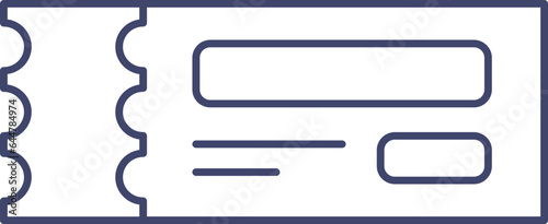 Ticket Icon In Blue Thin Line Art.