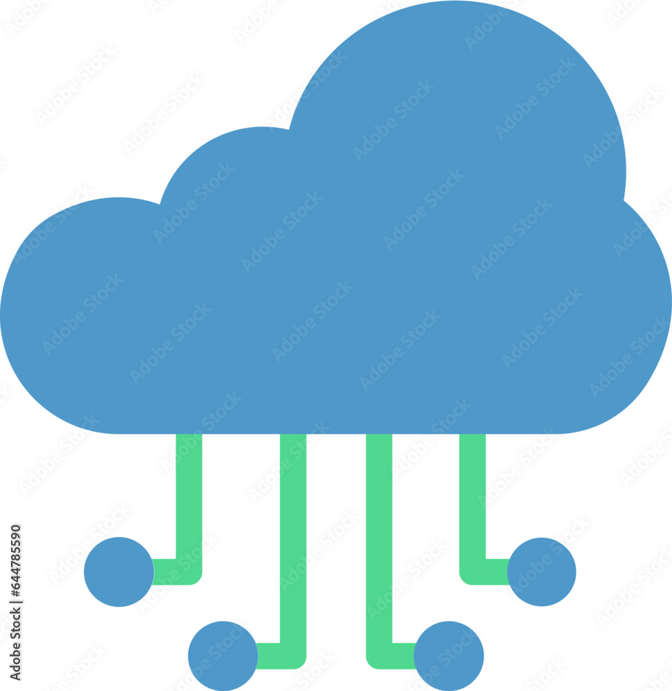 Cloud Computing Icon In Blue And Green Color. Cloud Computing Icon In Blue And Green Color.