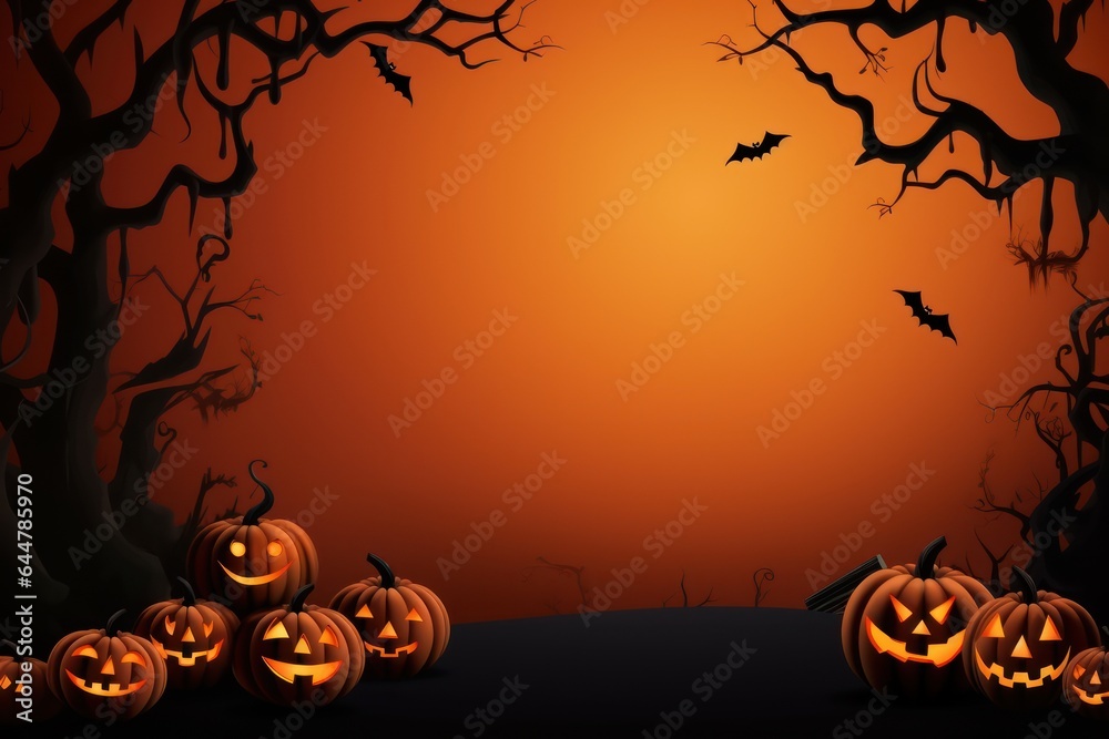 Halloween background - few pumpkins on a dark background