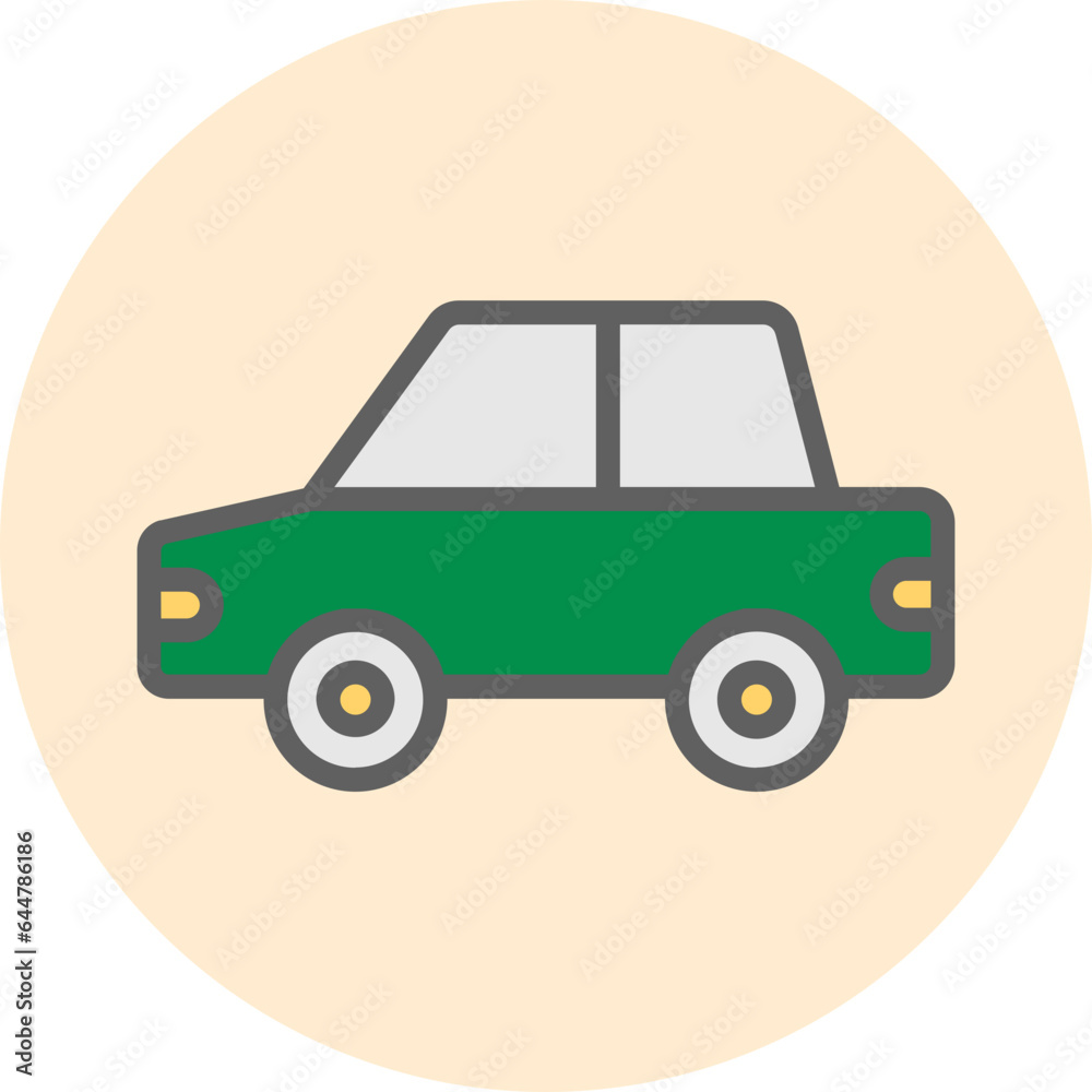 Green Car icon in flat style.