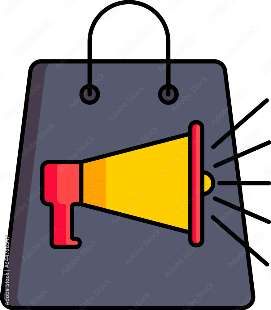 Illustration of megaphone with shopping bag icon for advertising icon. Illustration of megaphone with shopping bag icon for advertising icon.