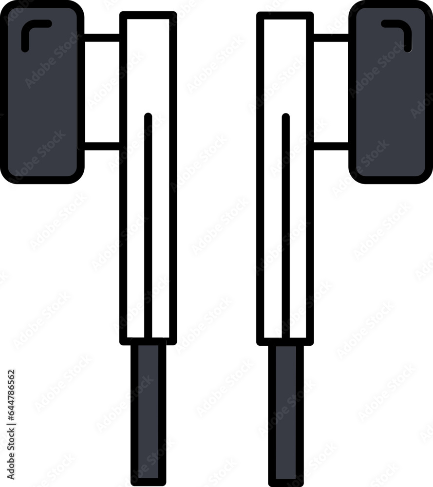 Gray And White Color Earphone Icon In Flat Style. Gray And White Color Earphone Icon In Flat Style.