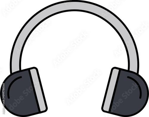 Flat Style Headphone Icon In Gray Color