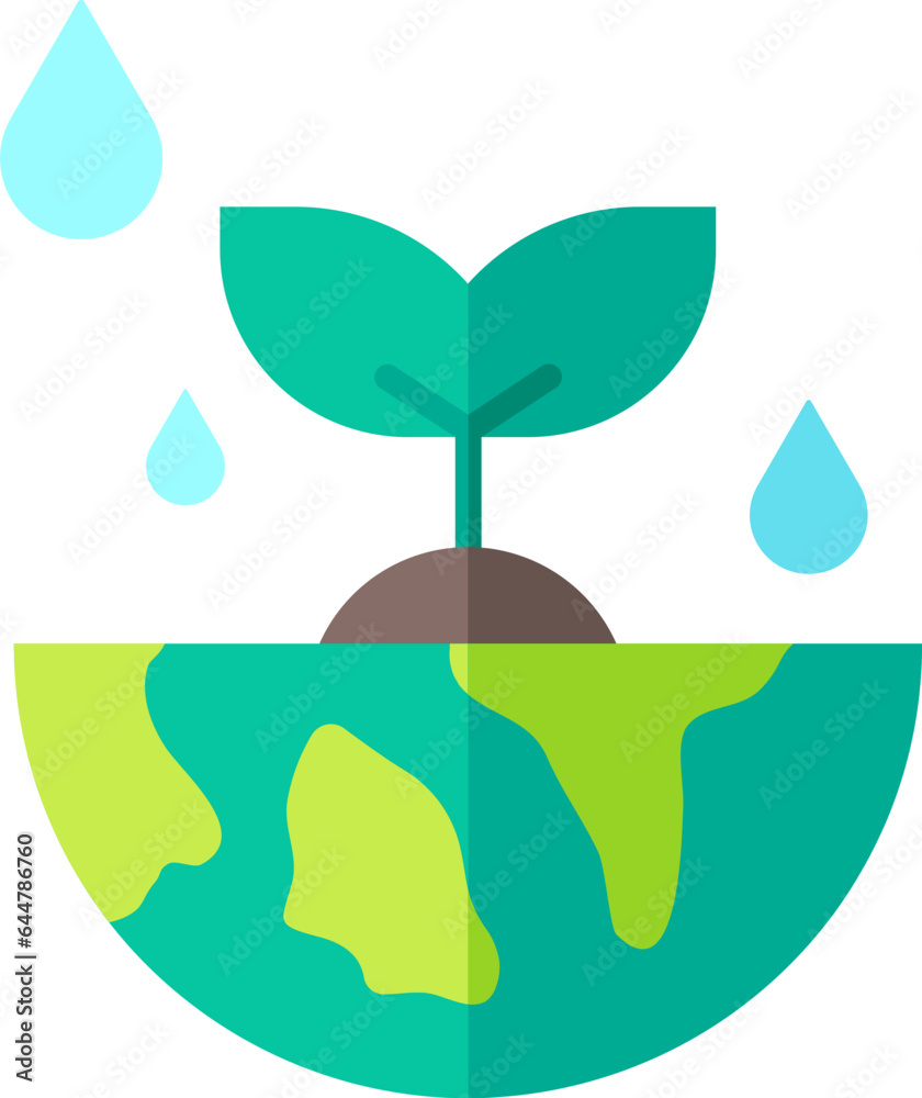 Rsvgnfall on plant in half earth globe icon or symbol. Rsvgnfall on plant in half earth globe icon or symbol.