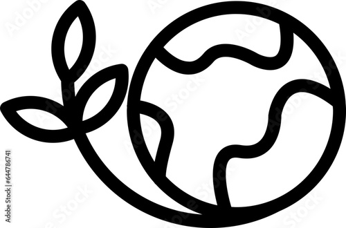 Line art Green earth icon in flat style.