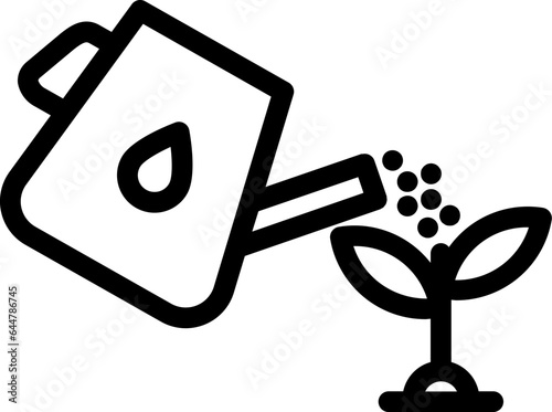 Flat style Watering plant icon in line art.