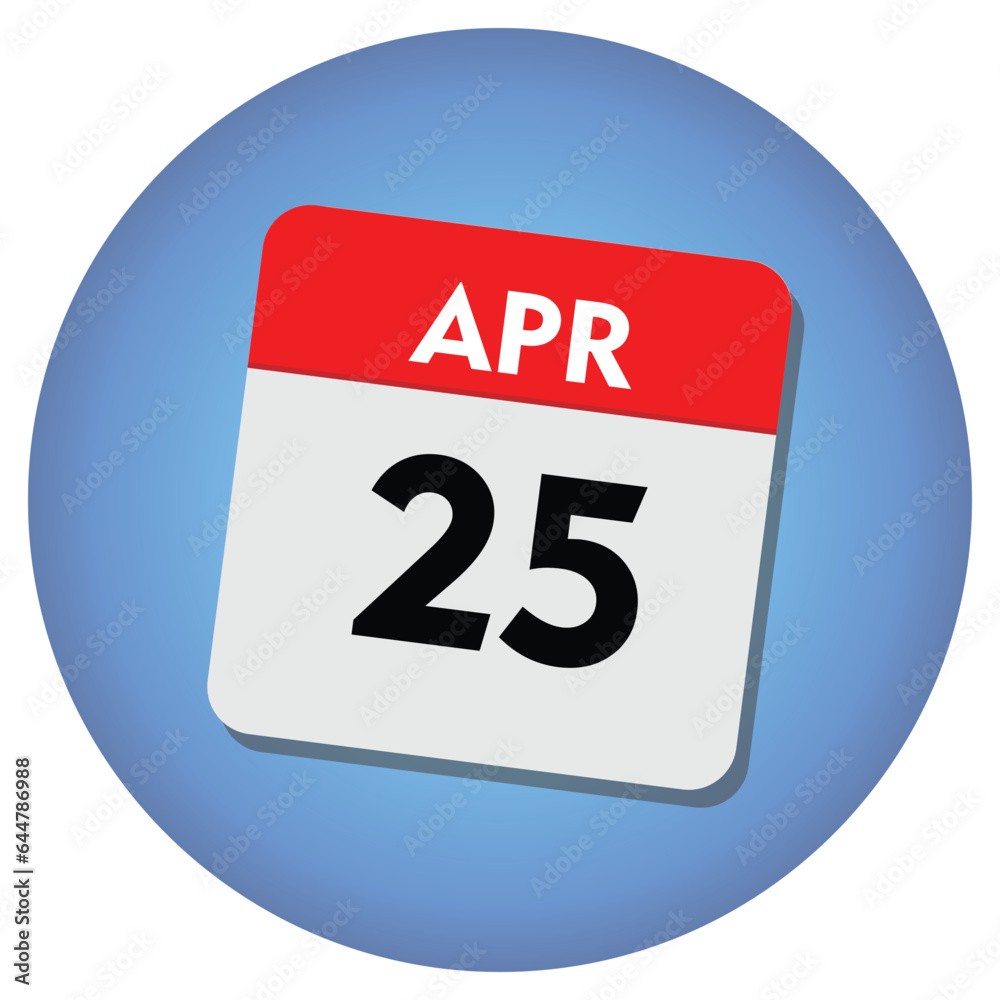 Fototapeta premium 25 april icon with white background, calender icon