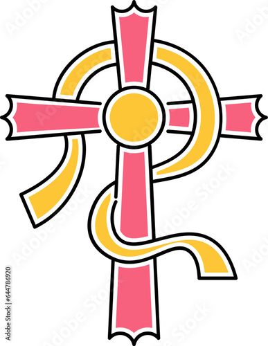 Vector illustration of Muffler on Jesus cross icon.
