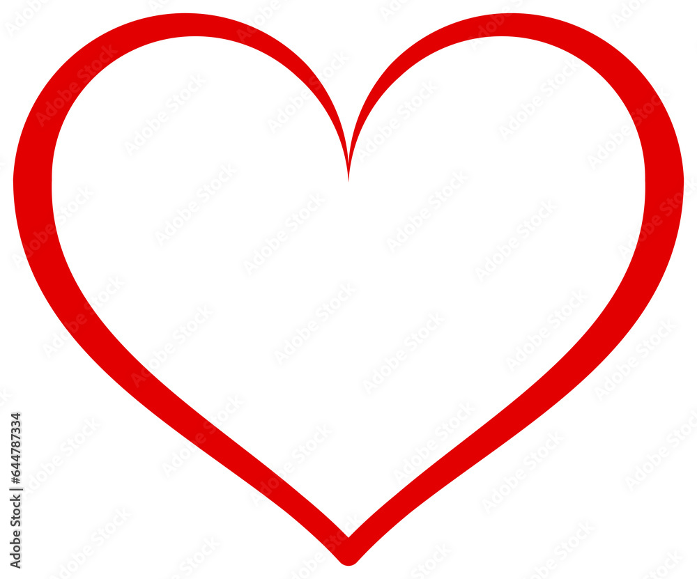Red heart outline icon. Love line smbol.