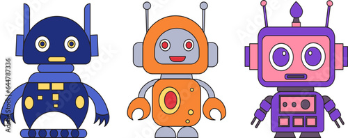 robots character on white background vector