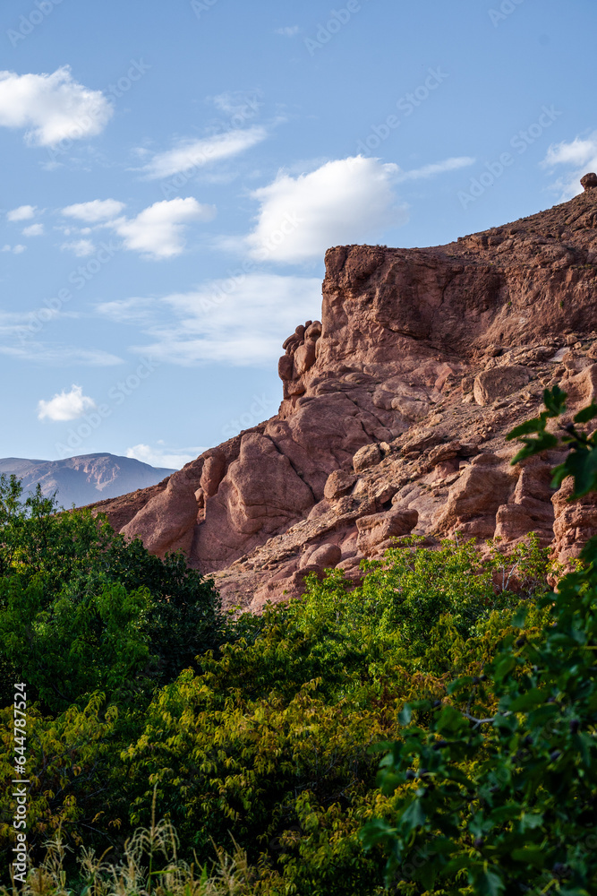 Nature, rocks and mountains in Dades Gorge Morocco during sunset