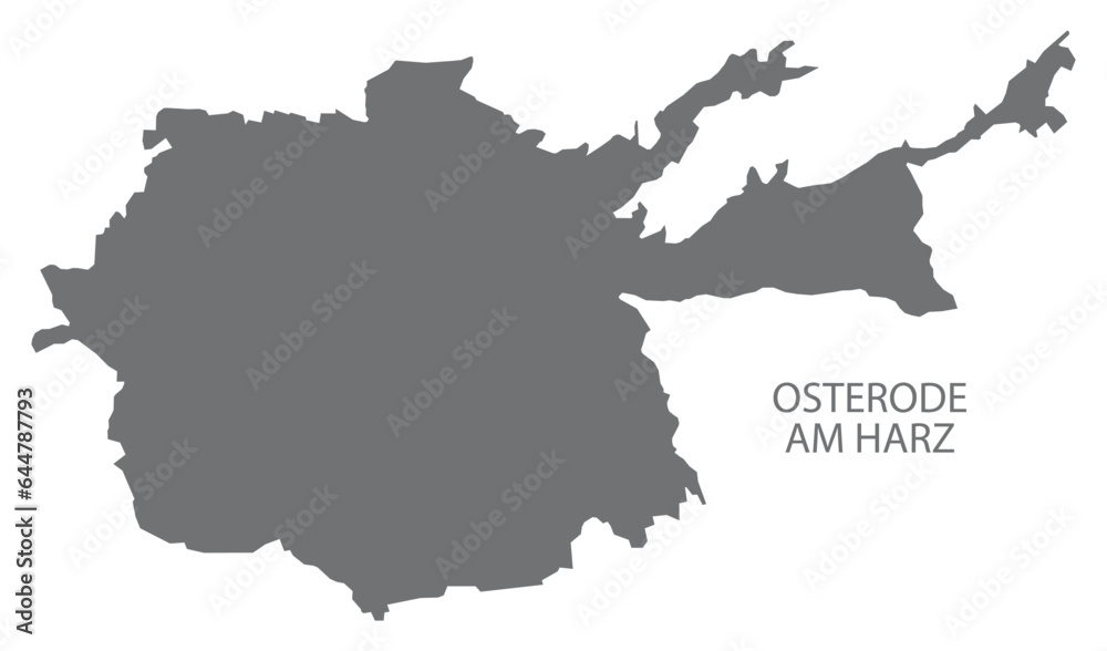 Osterode am Harz German city map grey illustration silhouette shape