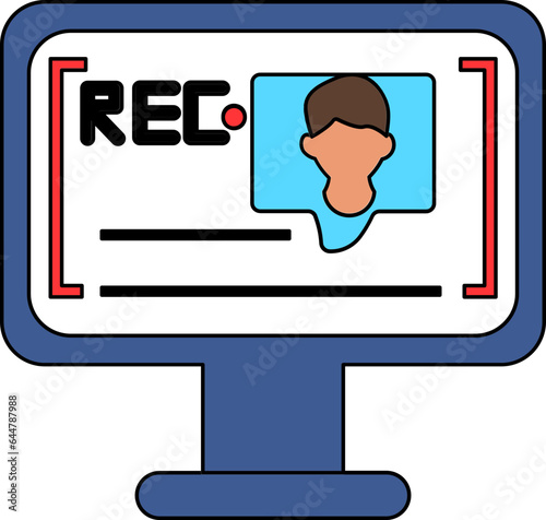 Illustration of Video Recording Frame in Monitor Screen icon.