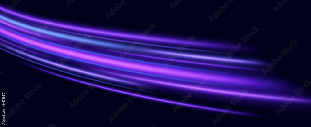  Neon speed lines. Dynamic light motion traces. Light trace wave, trace line.