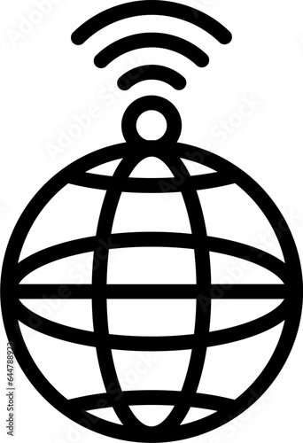 Global internet wifi connection signal icon in thin line art.