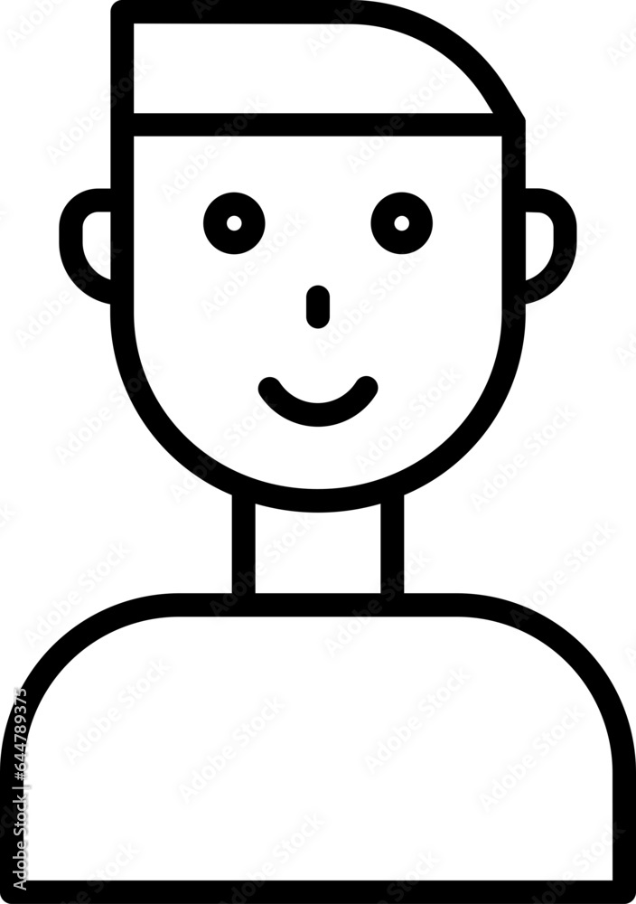 Smiley Boy Character icon in black line art. Smiley Boy Character icon in black line art.