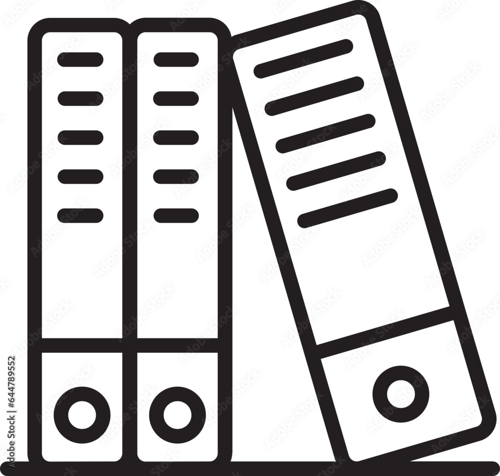 Black Thin Line Art Ring Binders Icon in Flat Style. Black Thin Line Art Ring Binders Icon in Flat Style.