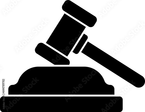 Judge gavel glyph icon in flat style.