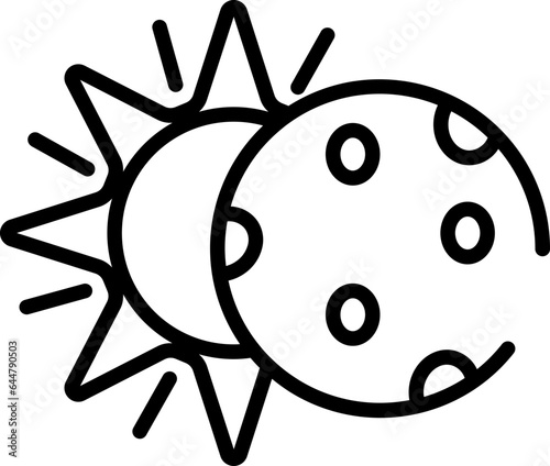 Sun Behind Eclipse Icon in Black Outline.