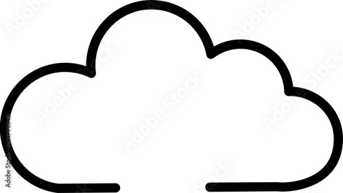 Black Line Art Cloud Icon or Symbol.