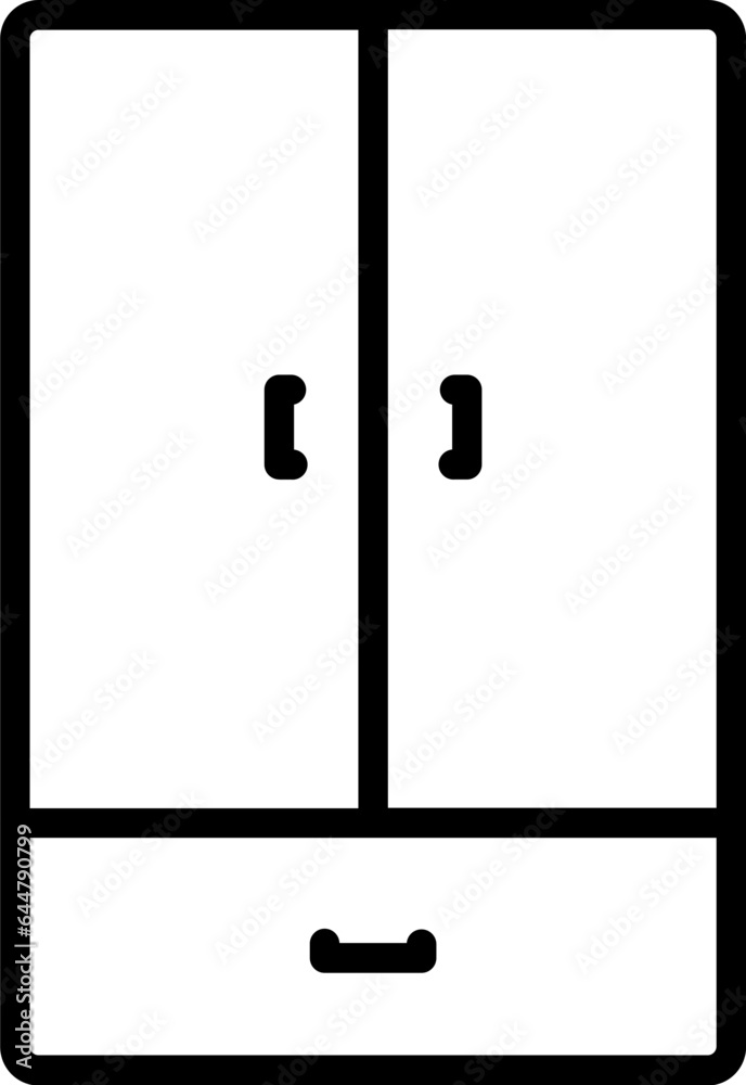 Line art Cupboard or Almirah icon in flat style. Line art Cupboard or Almirah icon in flat style.