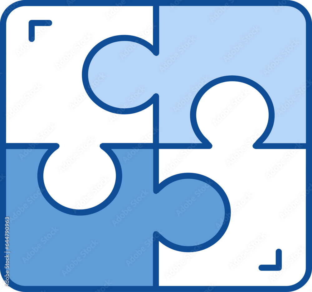 Puzzle Icon In Blue And White Color. Puzzle Icon In Blue And White Color.
