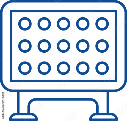 Connect Four Board Game Icon In Thin Line Art. photo