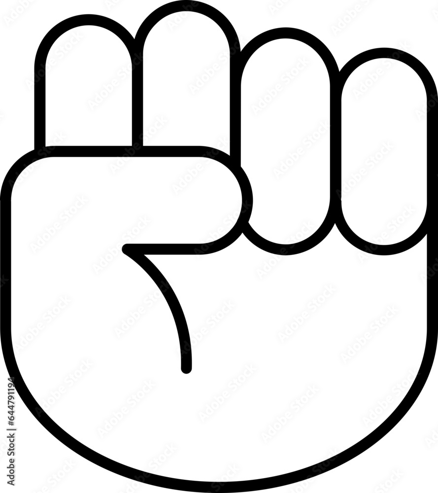 Fist or Punch Line Art Icon in Flat Style. Fist or Punch Line Art Icon in Flat Style.