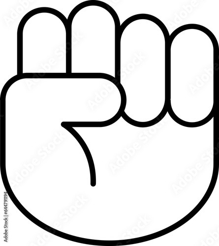 Fist or Punch Line Art Icon in Flat Style.
