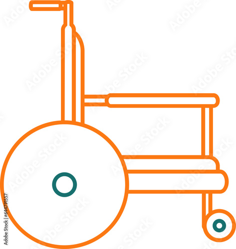 Illustration of Wheelchsvgr icon in orange thin line.