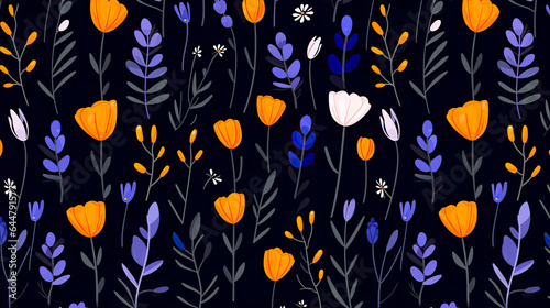 Wallpaper Mural Colorful floral art collage with modern exotic and retro-style colors and shapes. For wall art, covers, interior decoration, and backgrounds. Torontodigital.ca