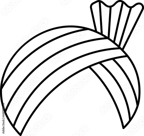 Turban Icon In Black Outline.