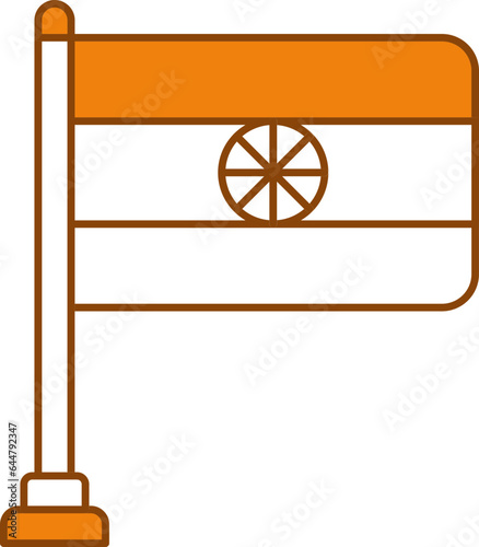 India Flag Icon In Orange And White Color.