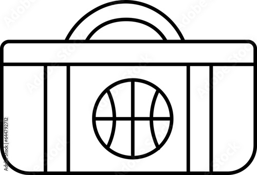 Basketball Duffel Bag Icon In Black Outline.