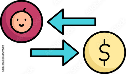 Flat Style Baby To Money Exchange Icon.