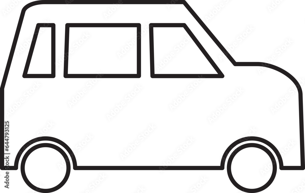 Minivan Icon In Black Outline.